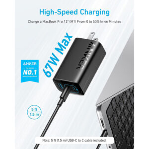 شارژر دیواری انکر مدل Anker Charger 336 Powerport 67W USB C Gan Charger A2674