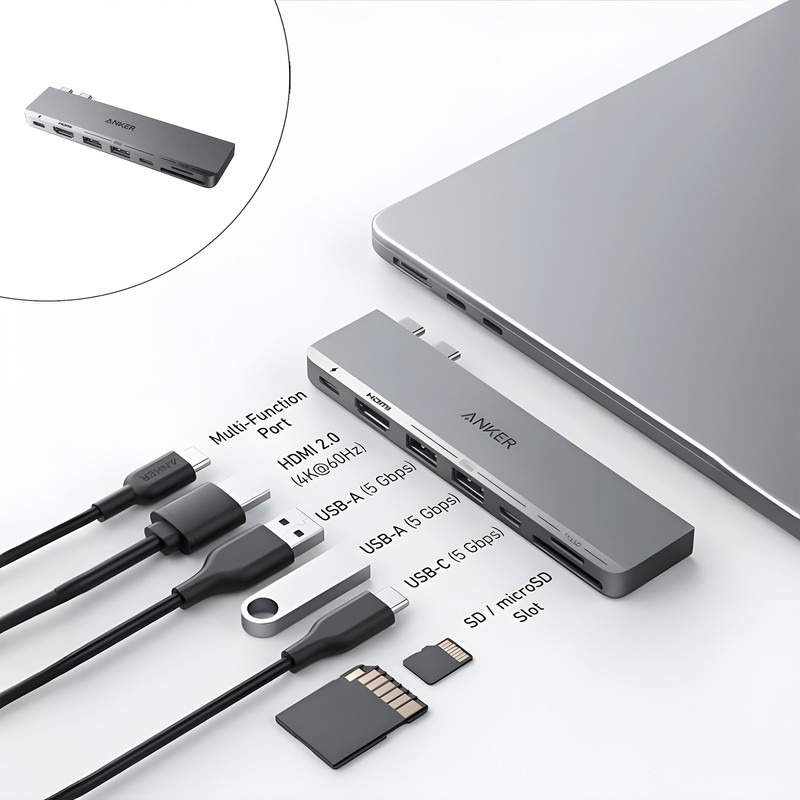 هاب دیتا 7 پورت انکر مدل Anker 547 USB-C Hub 7-in-2 A8354