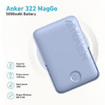 پاوربانک بیسیم ظرفیت 5000 میلی آمپر ساعت انکر مدل Anker Power Bank 322 MagGo A1618