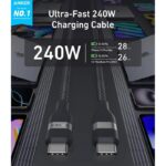 کابل USB-C به USB-C انکر مدل Anker USB-C to USB-C Cable 1.8m A82E2H12